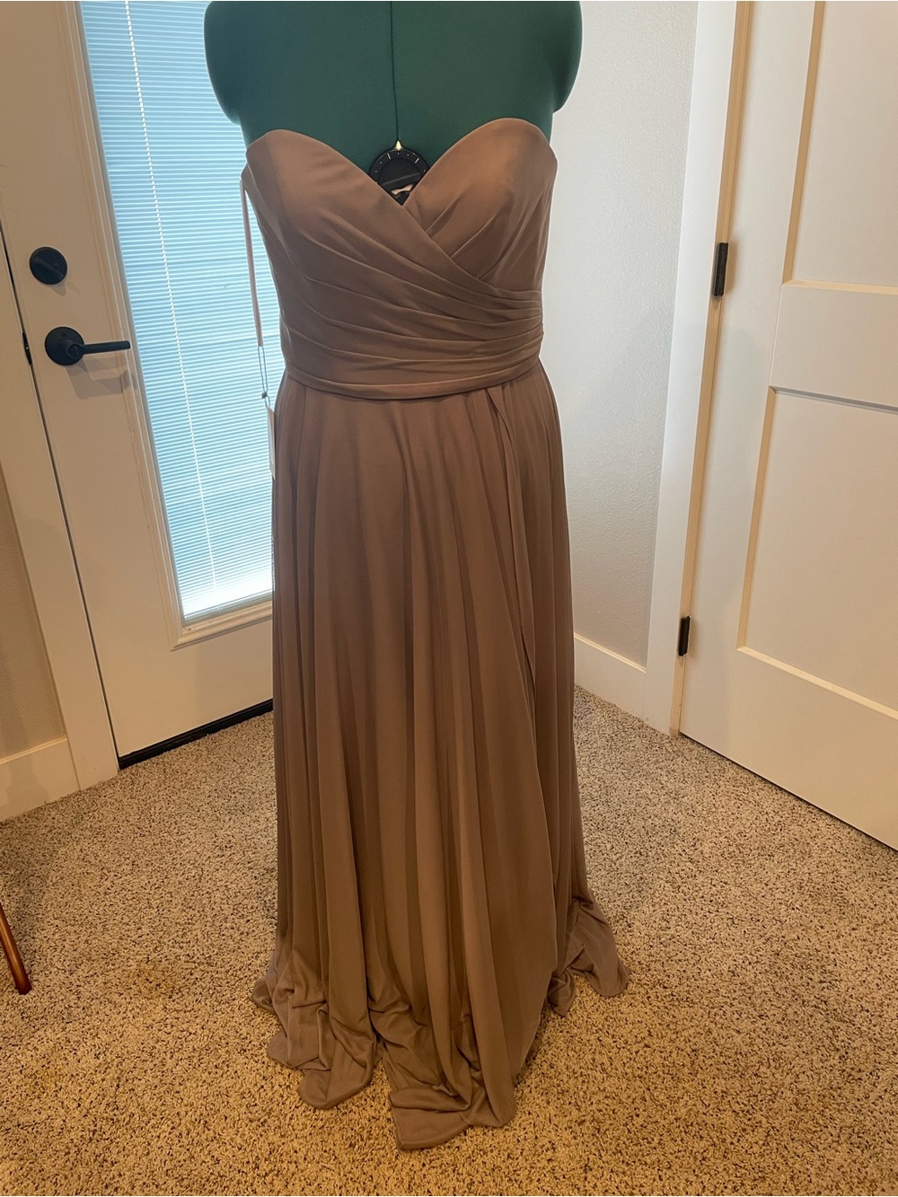 Allure Bridals Strapless Sweetheart Chiffon Gown in Taupe